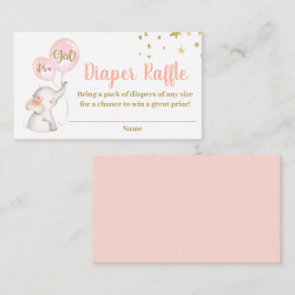 Roze olifant Diaper Raffle Informatiekaartje