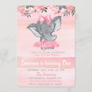 Roze olifant eerste verjaardag, Pinda meisjes Kaart