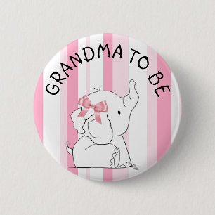 Roze olifant Grandma om Baby shower te worden Ronde Button 5,7 Cm