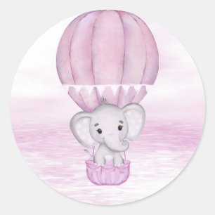 Roze Olifant Hete Luchtballon Sticker