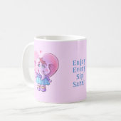 Roze olifant in liefde (met jouw naam) koffiemok (Voorkant links)