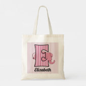 Roze olifant Kinder monogram letter E Tote Bag (Achterkant)