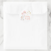Roze olifant klaar voor Pop Ronde Sticker (Tas)