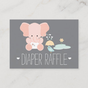 Roze olifant Little Bird Luier Raffle Tickets Informatiekaartje