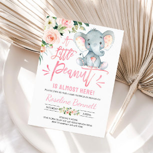 Roze Olifant Meisje Baby Shower Uitnodiging
