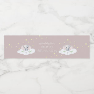 Roze Olifant Meisje Baby shower Waterfles Labels Waterfles Etiket