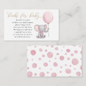 Roze olifant met ballonboeken voor Baby Informatiekaartje (Voorkant / Achterkant)
