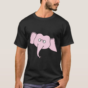 Roze olifant met bril. Cartoon T-shirt