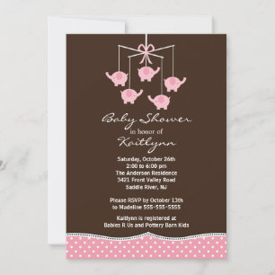 Roze olifant mobiel Baby shower Kaart