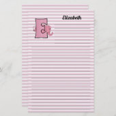 Roze olifant mongrammen "E" gebondenheid Briefpapier (Voorkant / Achterkant)