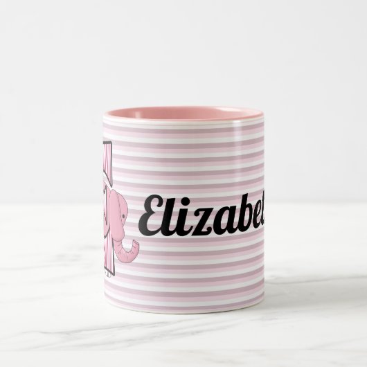 Roze olifant monogrammed "E" Kind Mok (Center)