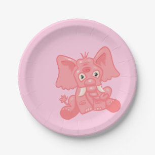 Roze olifant papieren bordje