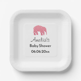 Roze Olifant Persoonlijke Baby Shower  Papieren Bordje