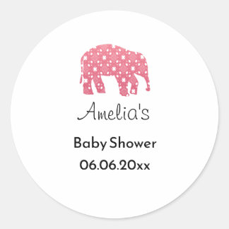Roze Olifant Persoonlijke Baby Shower  Ronde Sticker