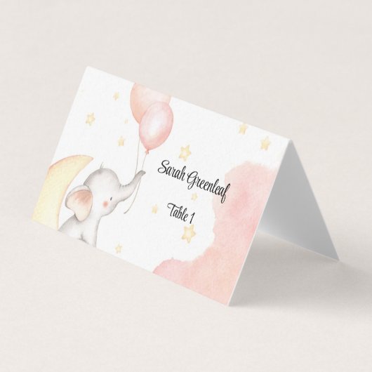 Roze olifant Place Card Kaart (Voorkant)