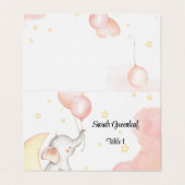 Roze olifant Place Card Kaart (Buitenkant ongevouwen)
