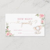 Roze olifant raadt hoeveel pinda-kaart informatiekaartje (Voorkant)