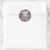 Roze Olifant Rustieke Sticker Dank u Label (Tas)