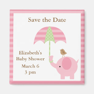 Roze Olifant Save the Date Magneten