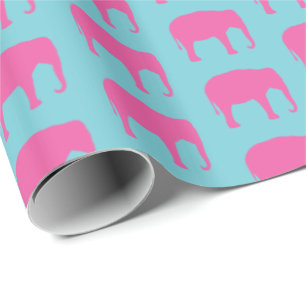 Roze olifant silhouetten patroon cadeaupapier