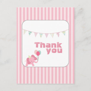 Roze olifant strepen dank u briefkaart