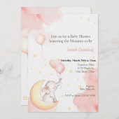 Roze olifant uitnodiging (Voorkant / Achterkant)