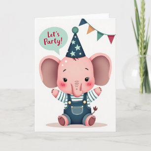Roze Olifant Verjaardagskaart Kaart