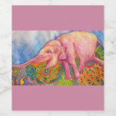 Roze olifant wijn label etiket (Enkel label)