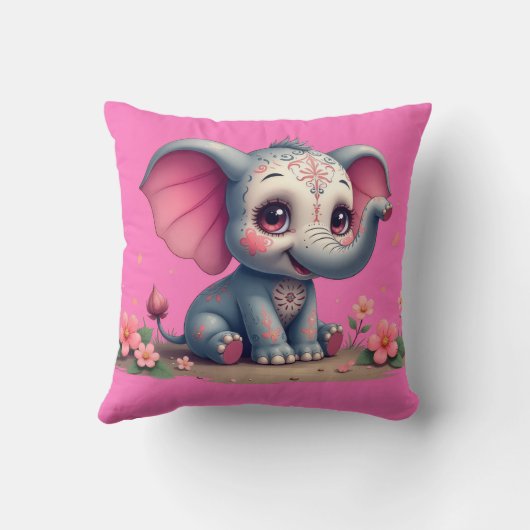 Roze Olifant Worpkussen Kussen (Achterkant)