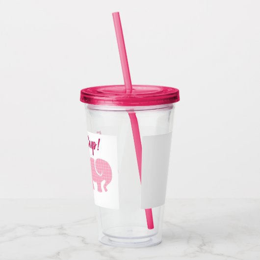 Roze olifanten met Gepersonaliseerd naam Acryl Drinkbeker (Links)