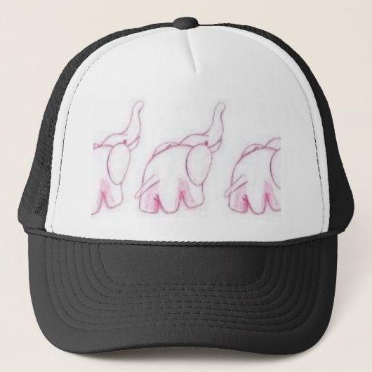 Roze olifanten op parade trucker pet (Voorkant)