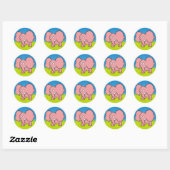 Roze olifantencartoon ronde sticker (Vel)