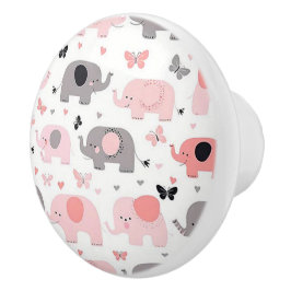 Roze Olifantendorp Keramische Deurkruk Knop