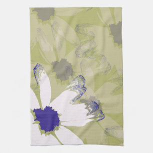 Roze Olive Green Daisy Floral Art Theedoek
