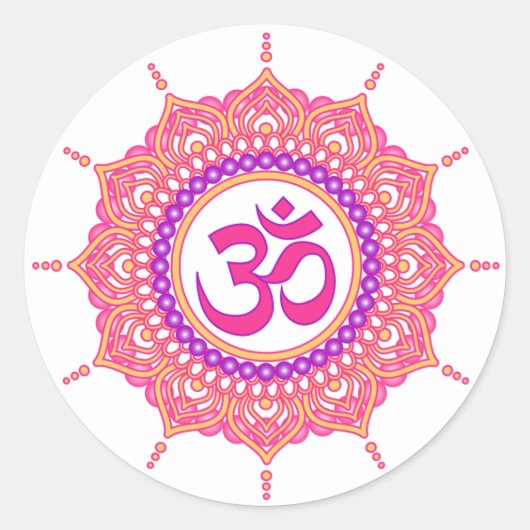 Roze om mandala sticker (Voorkant)