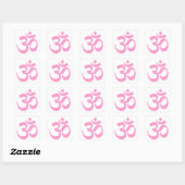 Roze om-symbool vierkante sticker (Vel)
