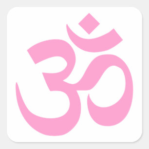 Roze om-symbool vierkante sticker