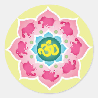 Roze om van de Bloem van olifantenLotus Ronde Sticker