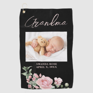 Roze Oma Bloemen Foto Golfhanddoek