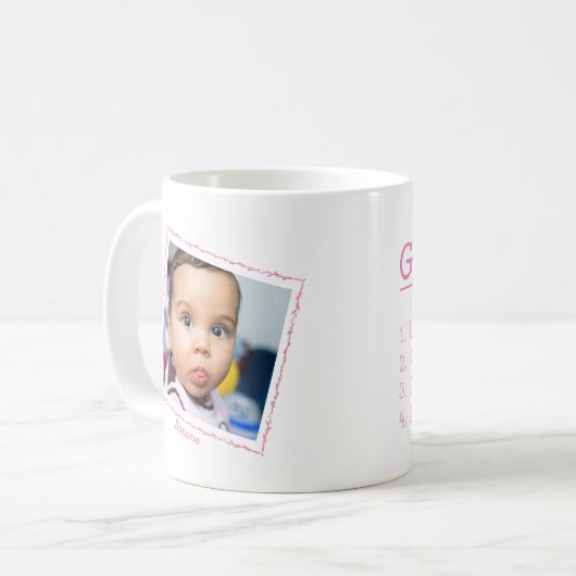 Roze Oma Definities Traits Custom Photograph Koffiemok (Voorkant links)