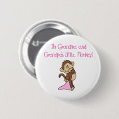 Roze oma en Grandpas Monkey Ronde Button 5,7 Cm (Voorkant /achterkant)