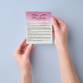 Roze omber van de Aftercare Instruction Flyer (Hand)