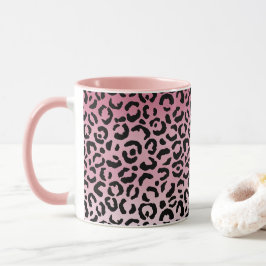 Roze ombre Black leopard Print Mok