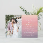 Roze Ombre Boho minimalist slaat de datum op Bedankkaart (Staand voorkant)