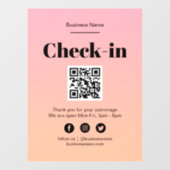 Roze Ombre Business Covid QR Code Check-In Raamsticker (Vel)