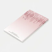 Roze ombré Dripping Glitter Monogram Post-it Note (Schuin)