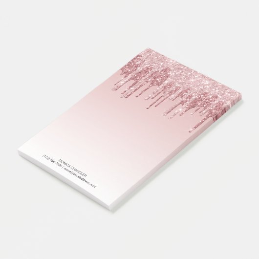 Roze ombré Dripping Glitter Monogram Post-it Note (Schuin)