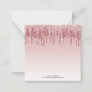 Roze Ombré Driving Glitter Monogram Notitiekaartje
