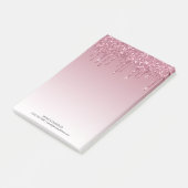 Roze Ombré Driving Glitter Monogram Post-it® Notes (Schuin)