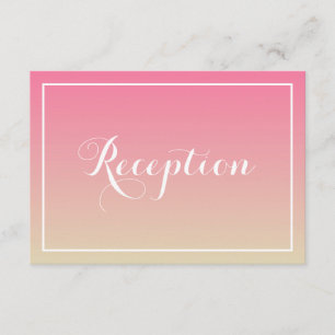 Roze Ombre Elegant Script Reception Kaart